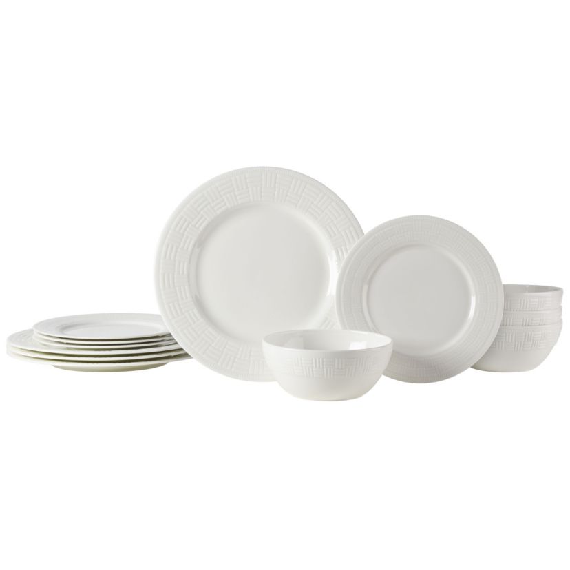 Ashlyn Vegan Bone China Chip Resistant 12 Piece Dinnerware Set, Service for 4