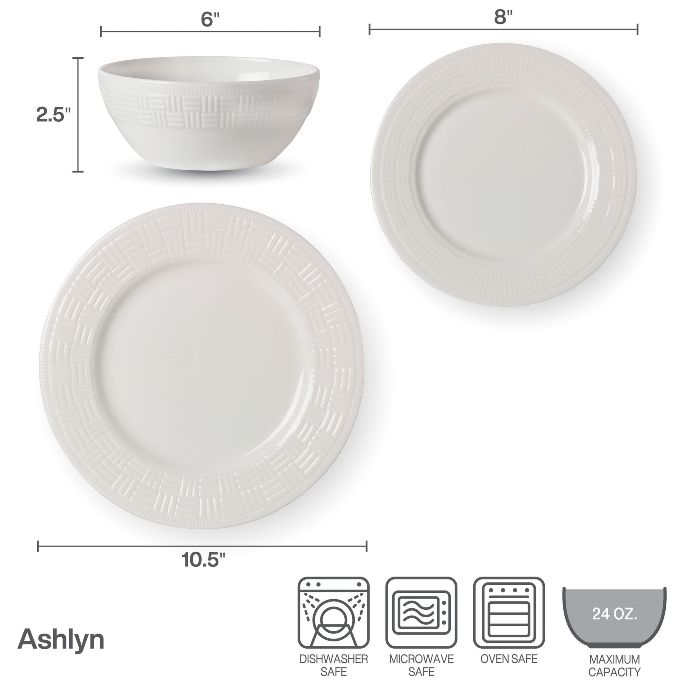 Ashlyn Vegan Bone China Chip Resistant 12 Piece Dinnerware Set, Service for 4