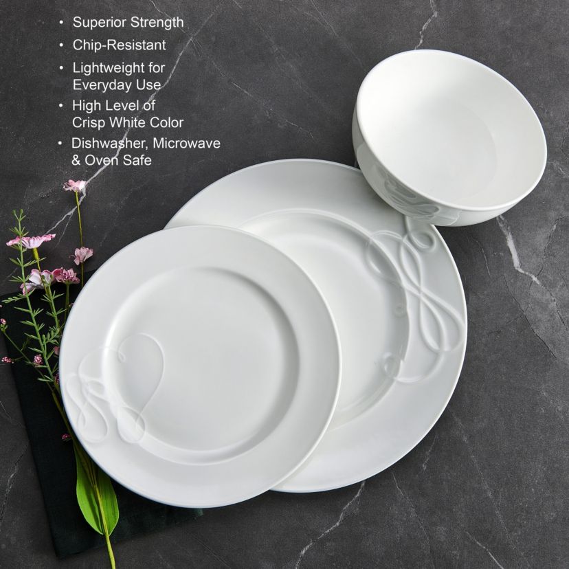 Love Story White 18 Piece Dinnerware Set, Service for 6