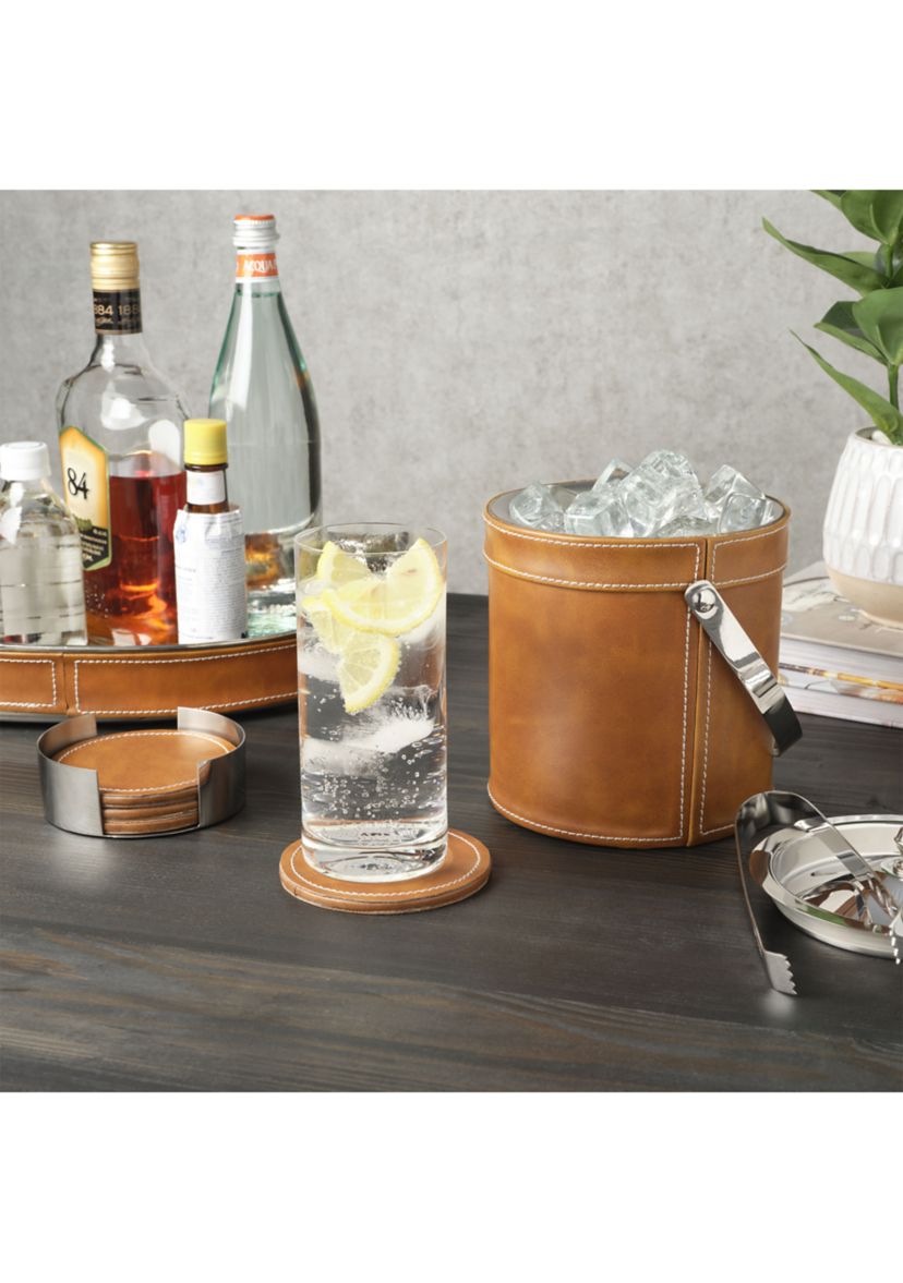 Mikasa Leather Stitched Double Walled Ice Bucket with Tongs | Belk