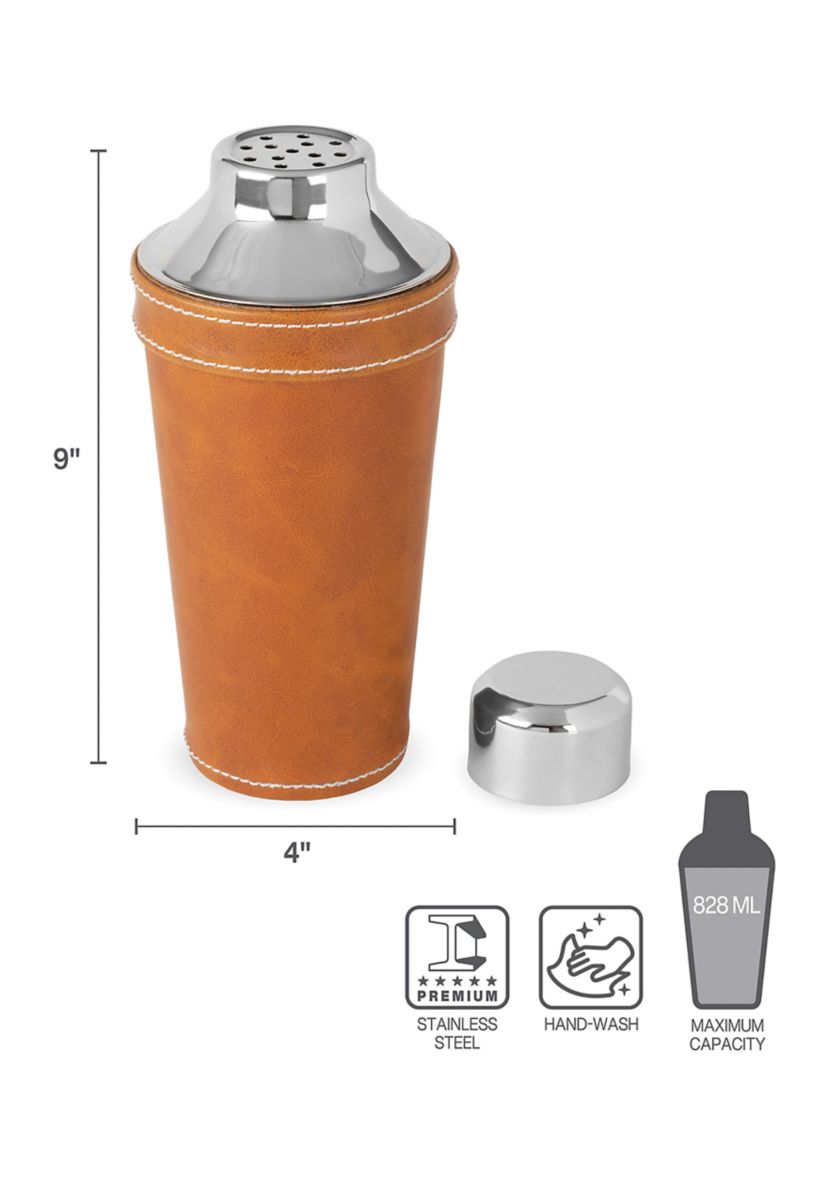 Leather Stitched 28 Ounce Cocktail Shaker