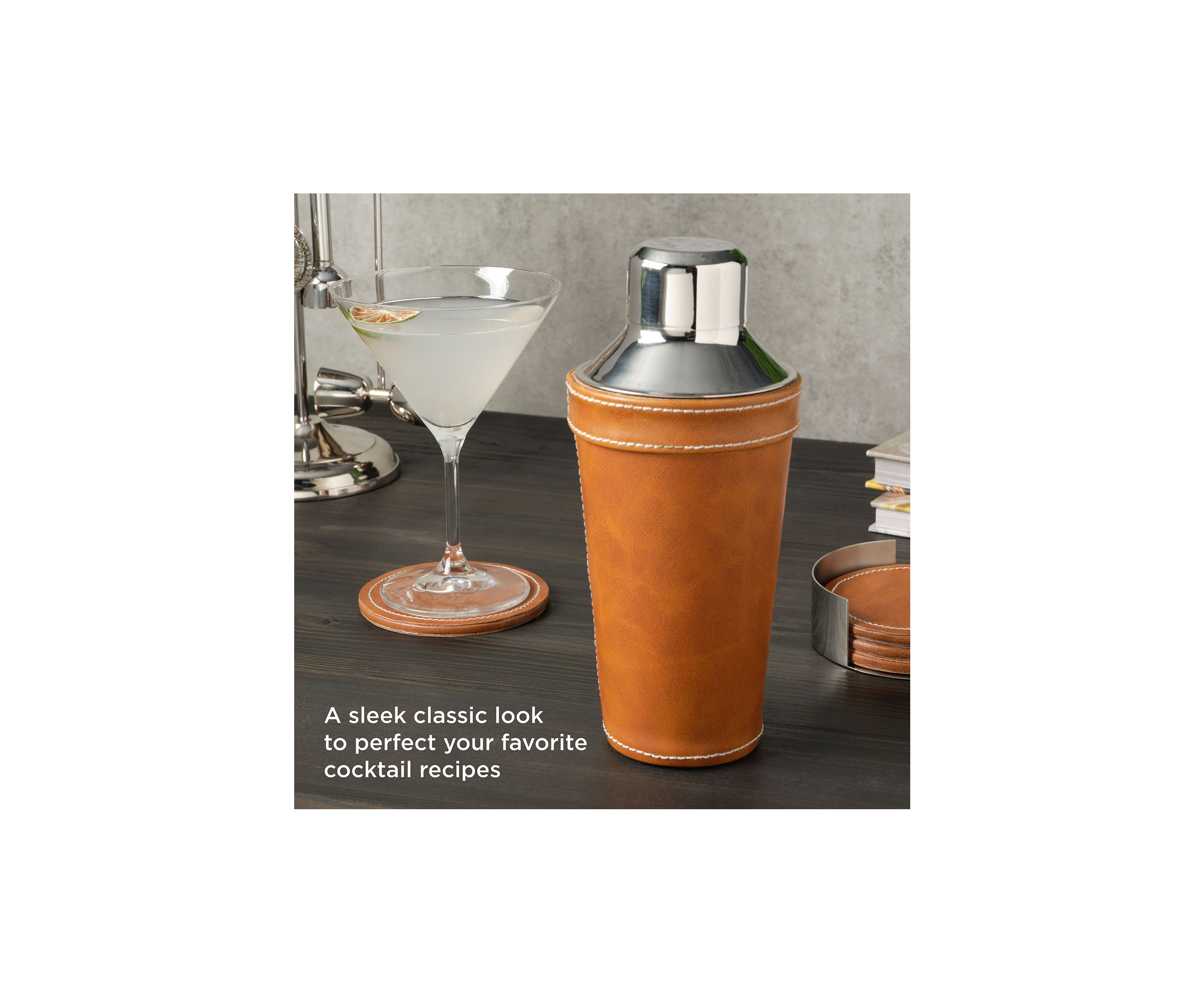 Leather Stitched 28 Ounce Cocktail Shaker
