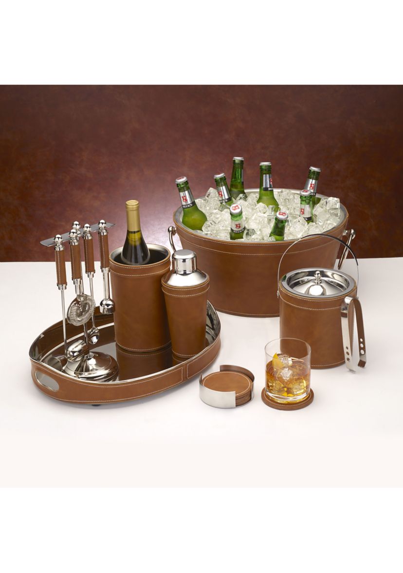 Leather Stitched 5 Piece Bar Tool Set
