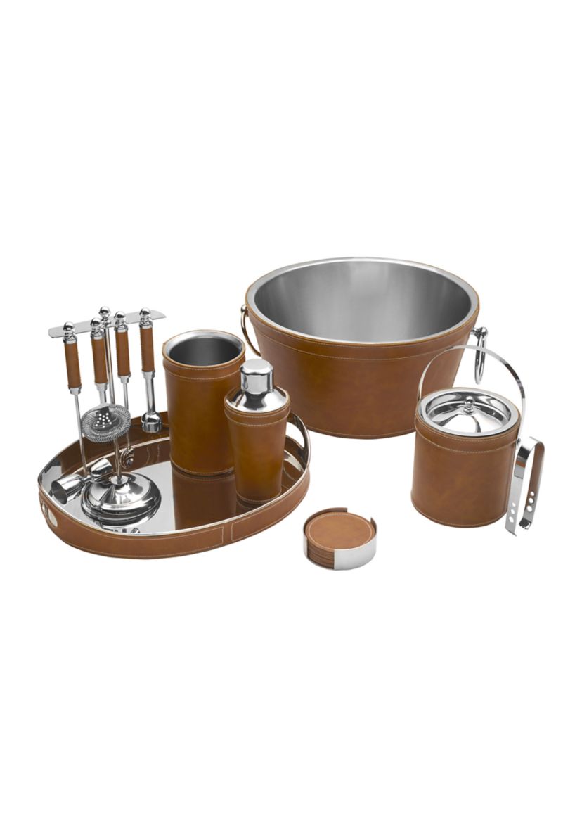 Leather Stitched 5 Piece Bar Tool Set