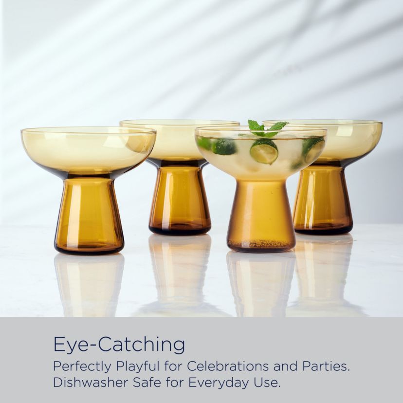 Mikasa Phoebe Margarita Cocktail Glass, Set of 4, 18 Ounce, Amber