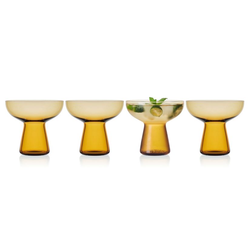 Mikasa Phoebe Margarita Cocktail Glass, Set of 4, 18 Ounce, Amber