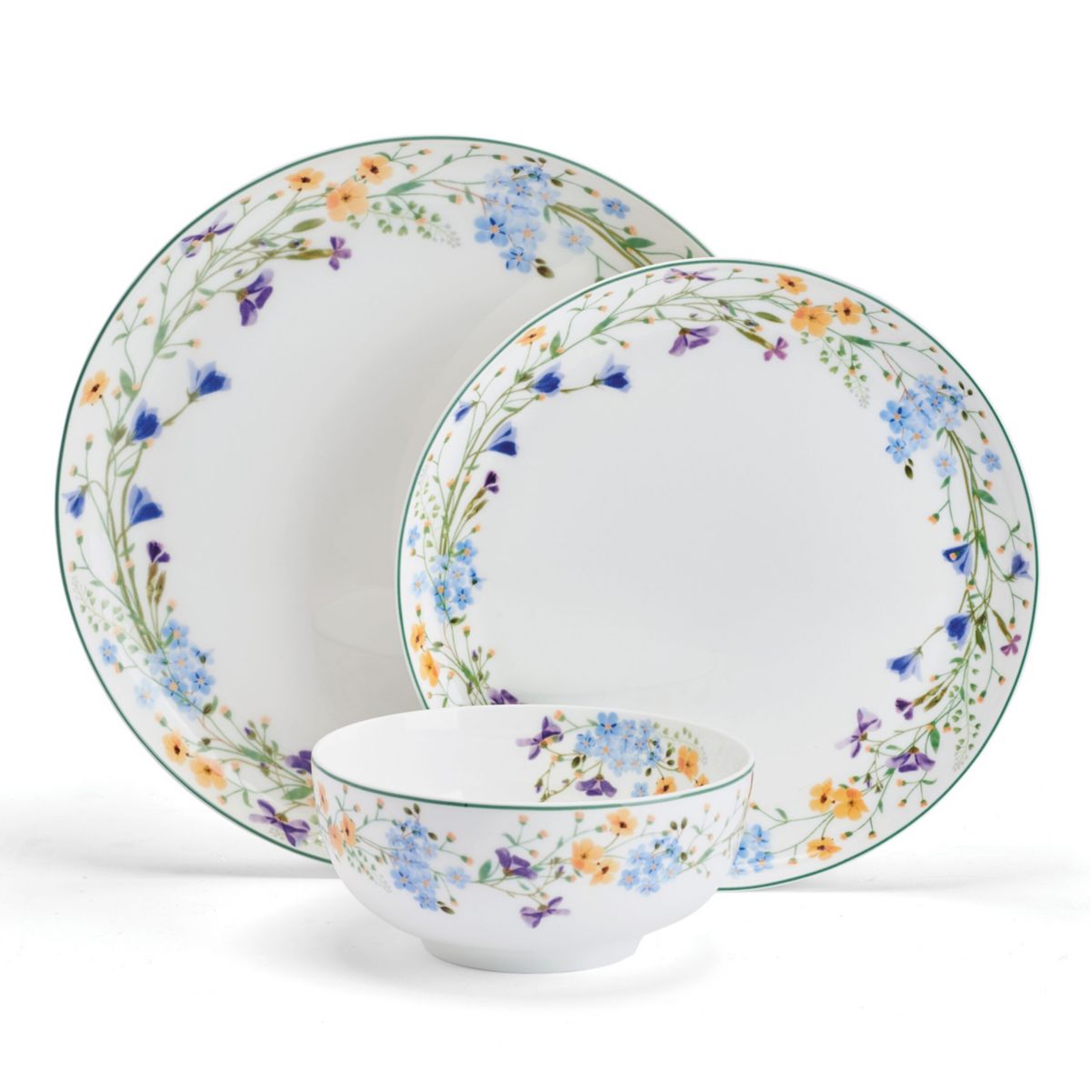 Mikasa Quinn Lightweight Bone China 12 Piece Dinnerware Plate Bowl Set, Service for 4