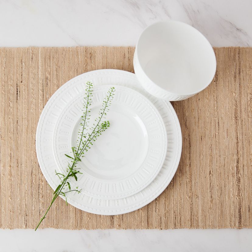 Miles Bone China 12 Piece Dinnerware Set, Service for 4, White