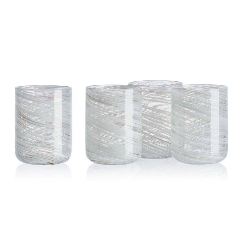 Mikasa Color Swirl Grey Set of 4 Double Old Fashion Drinking Glasses, 15 Ounce