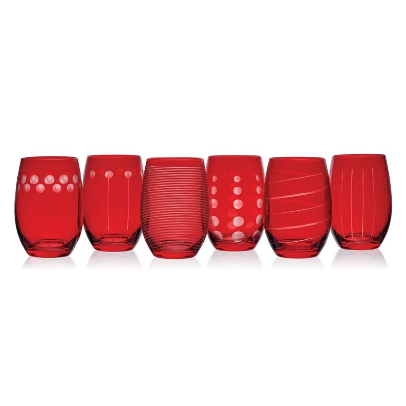 Mikasa Cheers Ruby Stemless Wine Glass Set, Set of 6