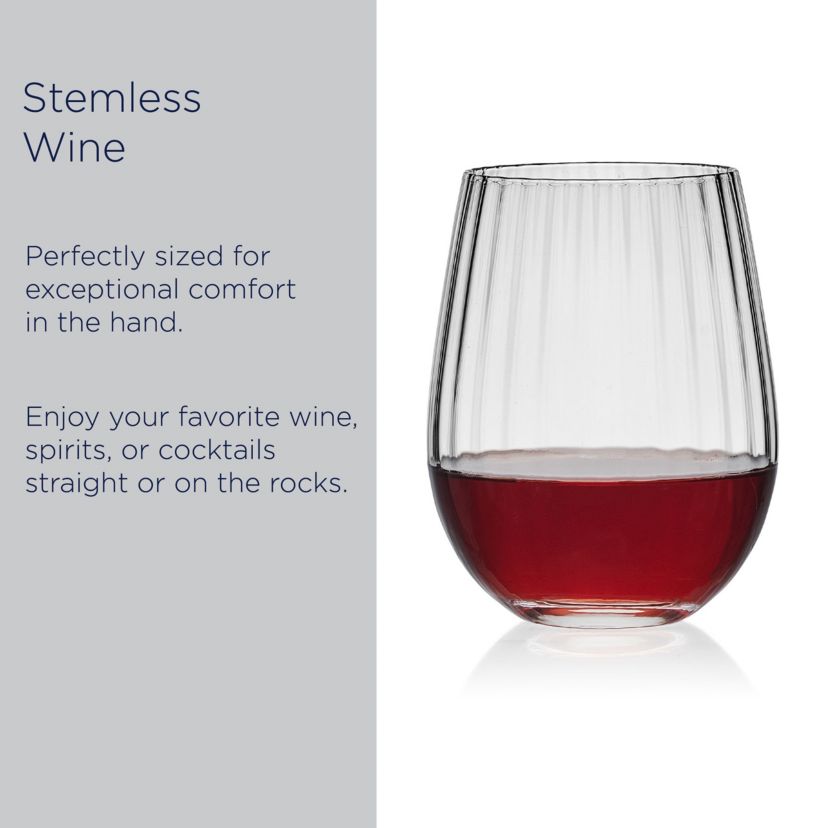 Mikasa Optic Set of 4 Stemless Wine Glasses, 18.5 Ounce