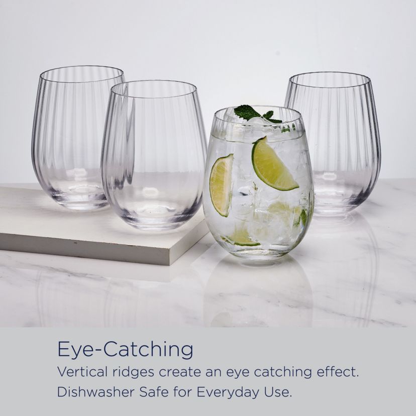 Mikasa Optic Set of 4 Stemless Wine Glasses, 18.5 Ounce