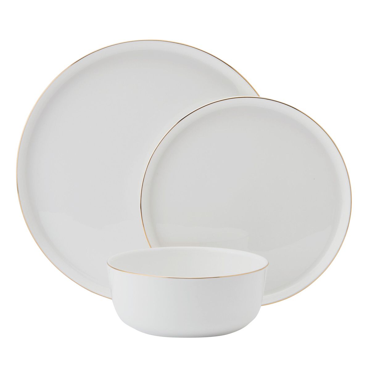 Mikasa Samantha Gold Bone China Chip Resistant 12 Piece Dinnerware Set, Servie for 4