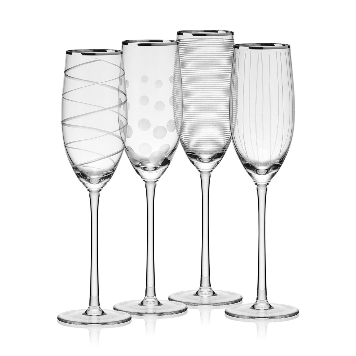 Mikasa Cheers 20th Anniversary Platinum Flutes, Set of 4