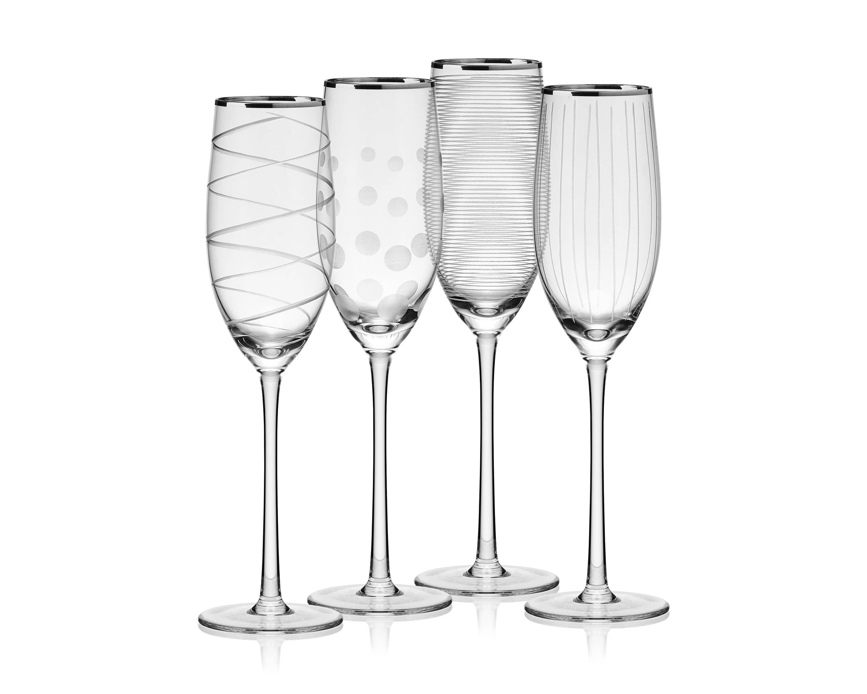 Mikasa Cheers 20th Anniversary Platinum Flutes, Set of 4
