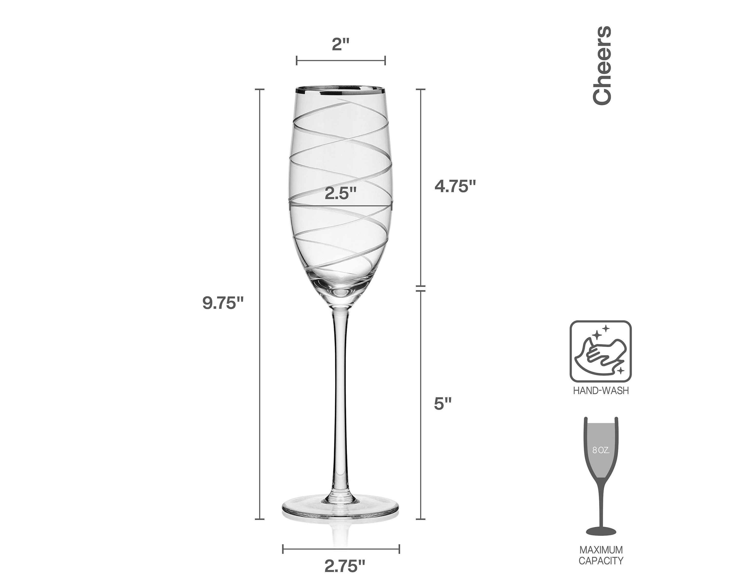 Mikasa Cheers 20th Anniversary Platinum Flutes, Set of 4