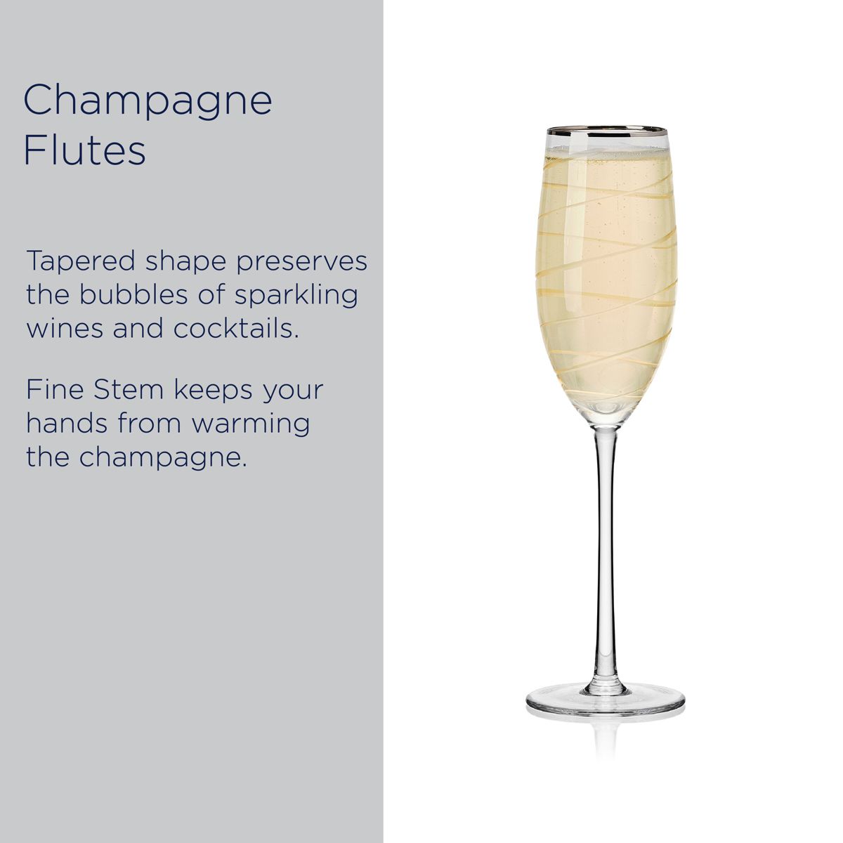 Mikasa Cheers 20th Anniversary Platinum Flutes, Set of 4