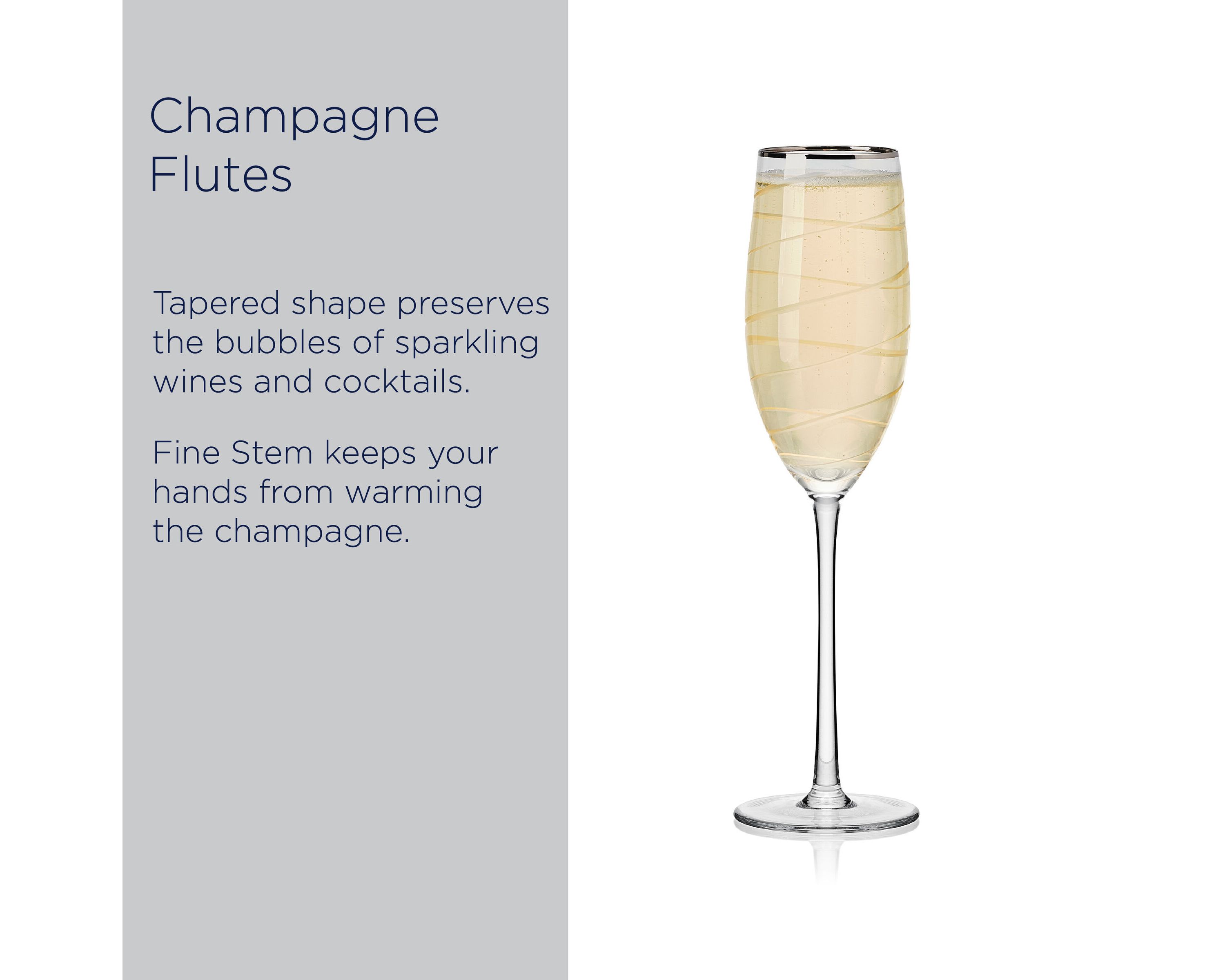 Mikasa Cheers 20th Anniversary Platinum Flutes, Set of 4
