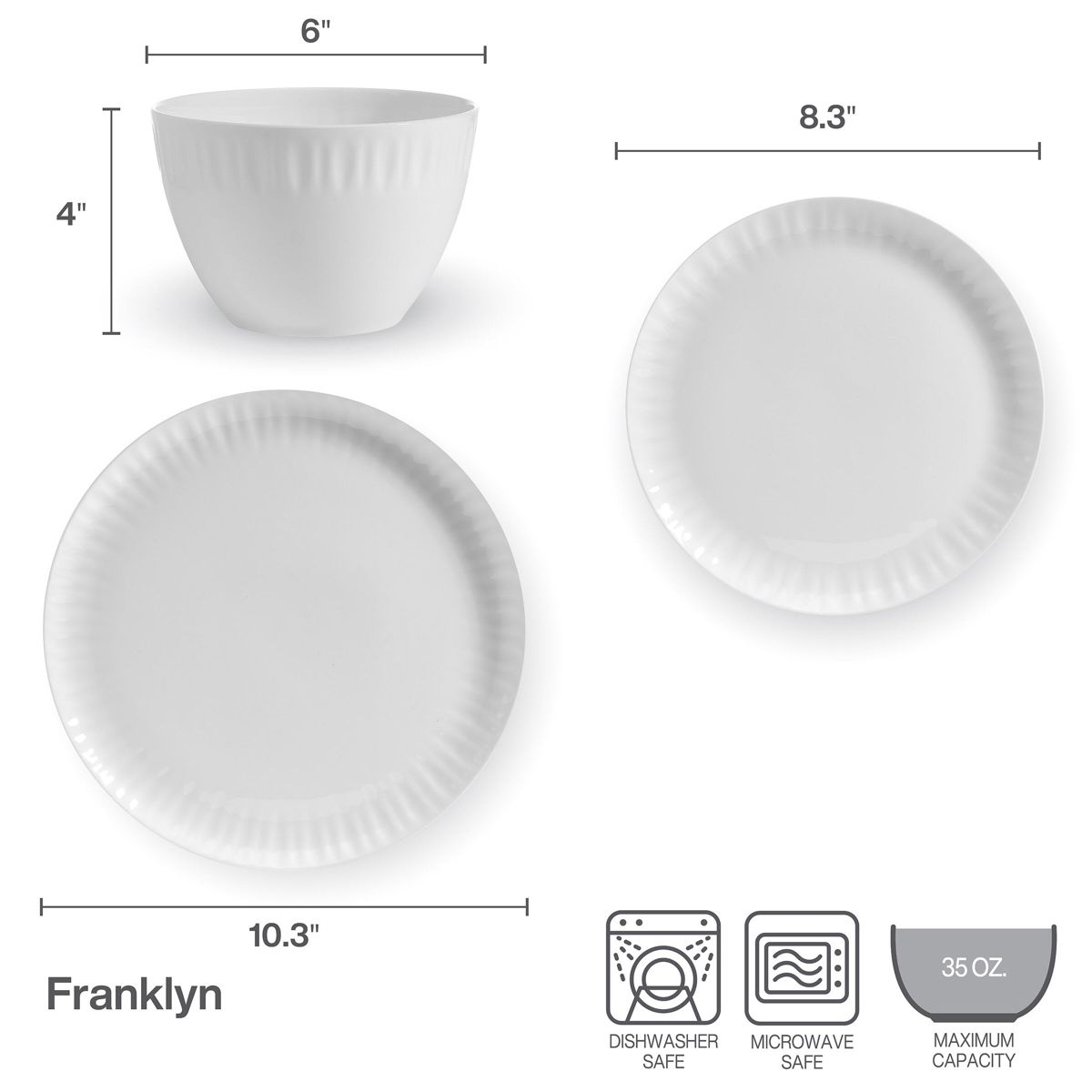 Mikasa Franklyn Bone China Chip Resistant 12 Piece Dinnerware Set, Service for 4