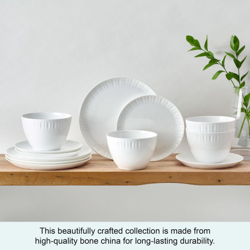 Mikasa Franklyn Bone China Chip Resistant 12 Piece Dinnerware Set, Service for 4