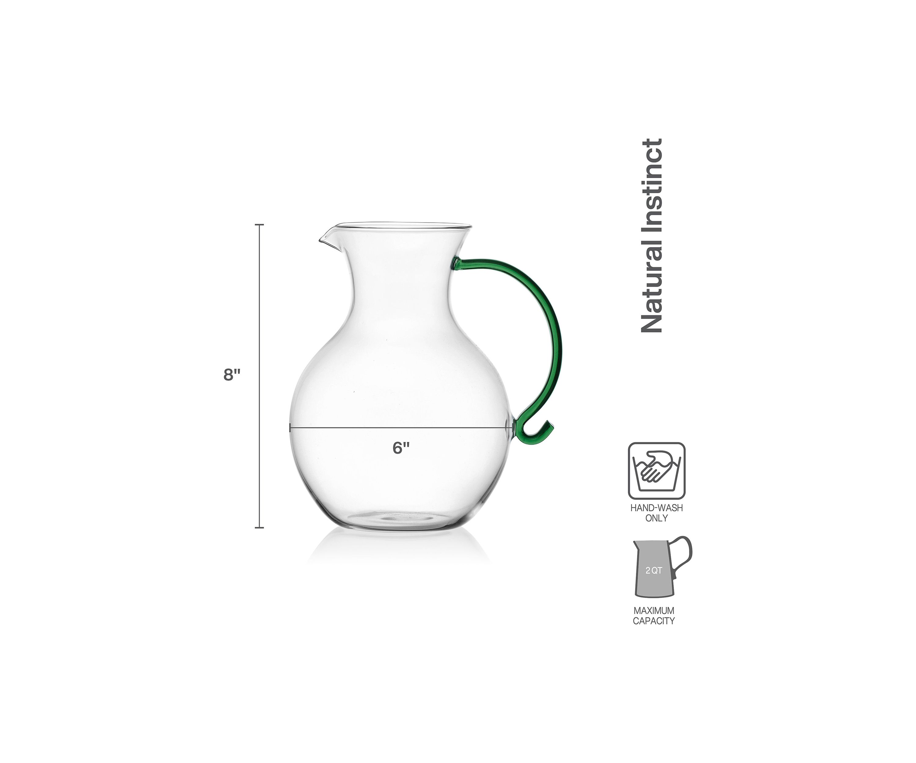 Natural Instinct Glass Pitcher - 2 Quart
