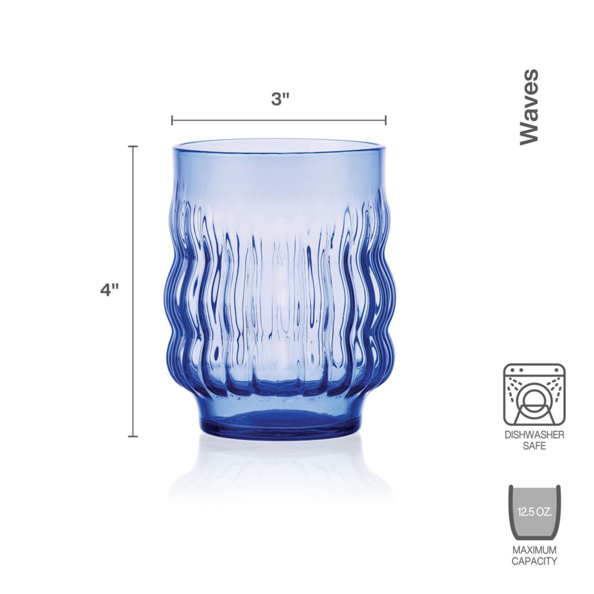 Mikasa Waves Stacking Double Old Fashioned Set of 4, 12.5 Ounce