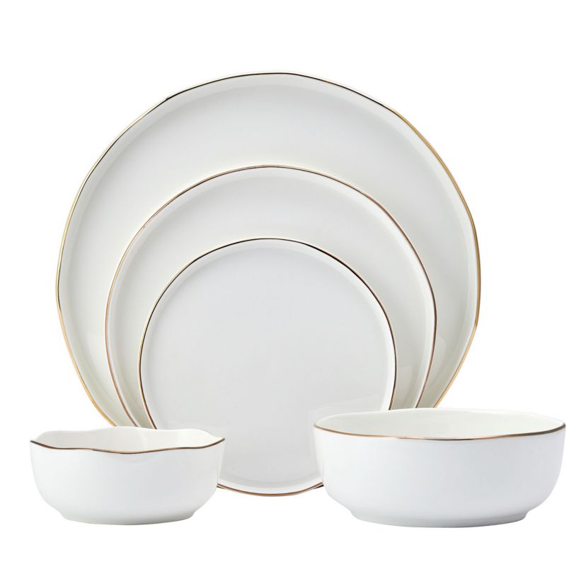 Mikasa Adelaide 20 Piece Gold Band Dinnerware Set, Service for 4