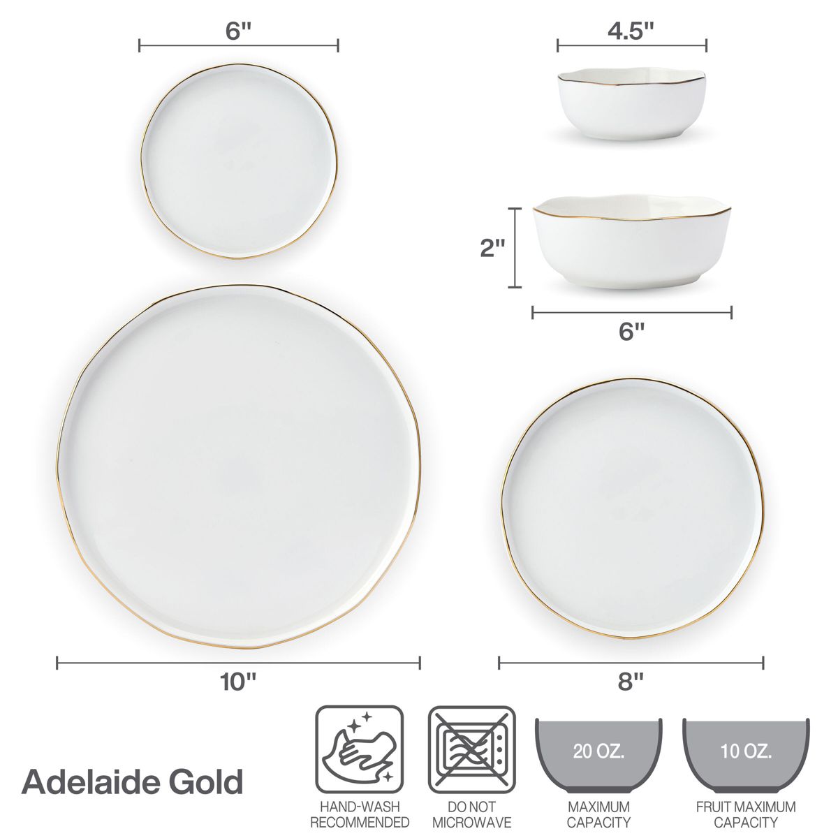 Mikasa Adelaide 20 Piece Gold Band Dinnerware Set, Service for 4