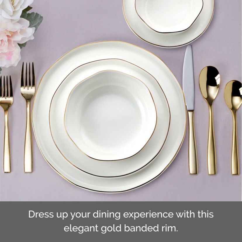 Mikasa Adelaide 20 Piece Gold Band Dinnerware Set, Service for 4