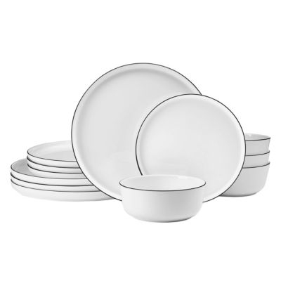 Mikasa Samantha 12 Piece Bone China Dinnerware Plate and Bowl Set, Service for 4