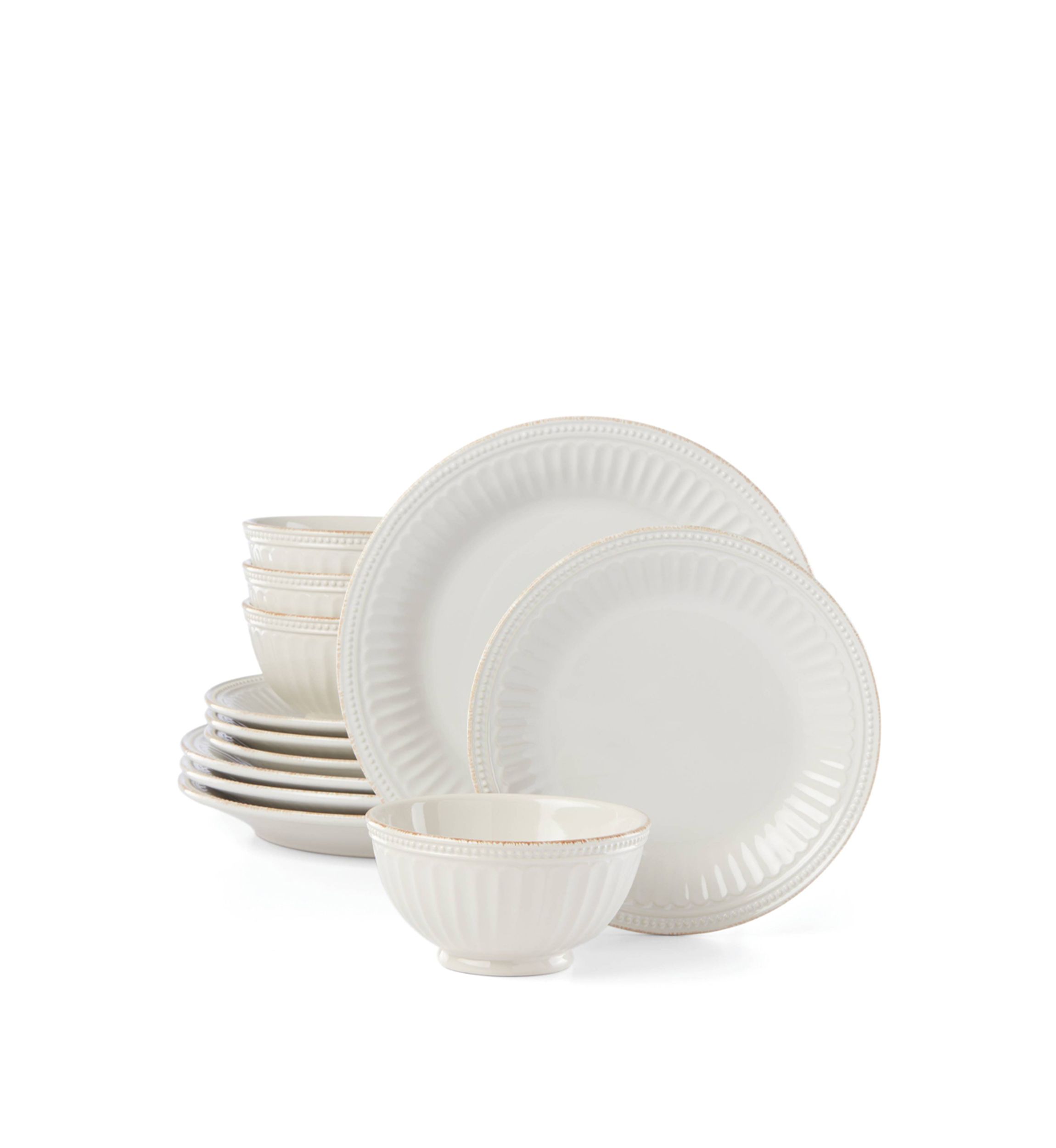 French Perle Groove 12 Piece Dinnerware Set