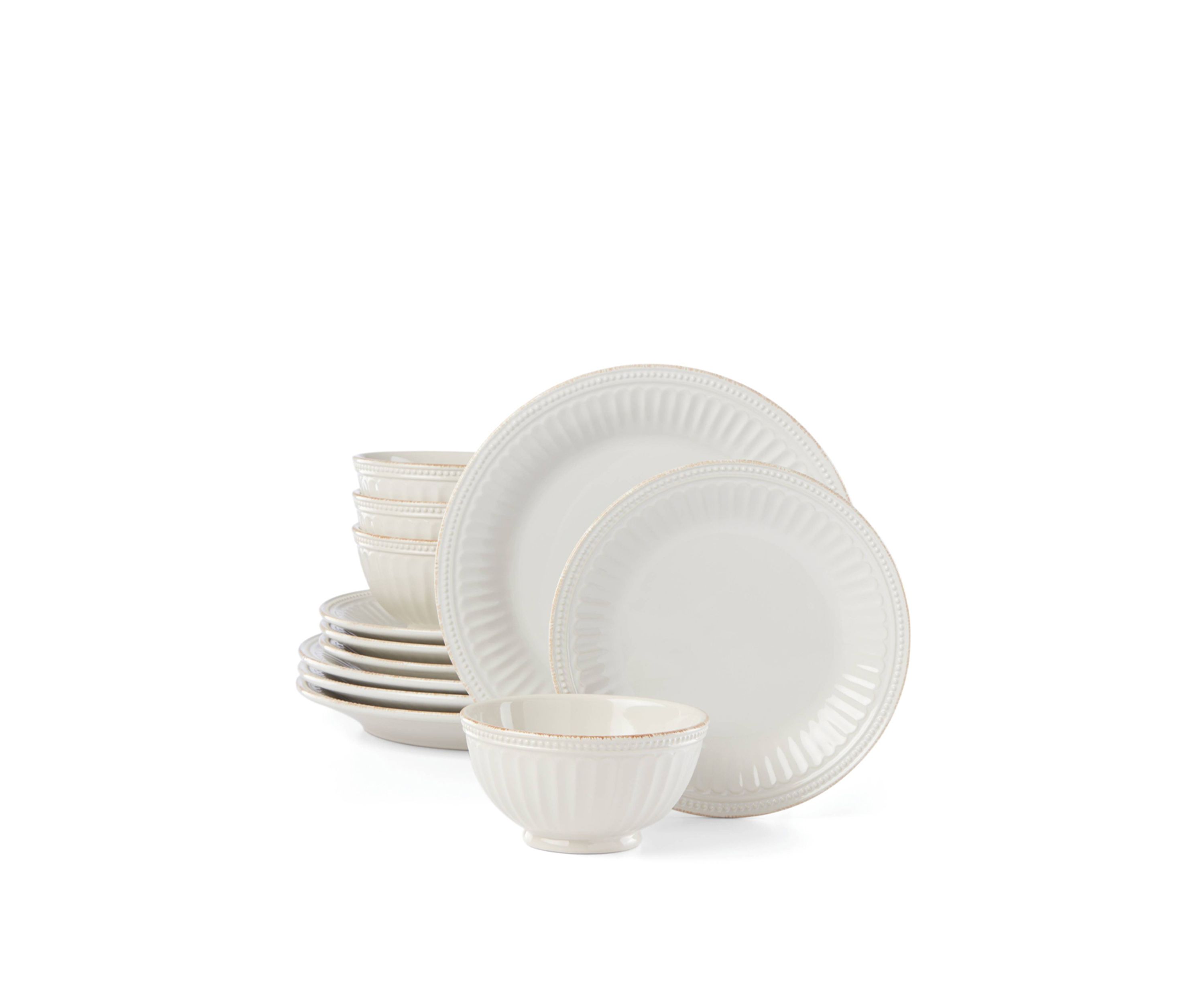 French Perle Groove 12 Piece Dinnerware Set
