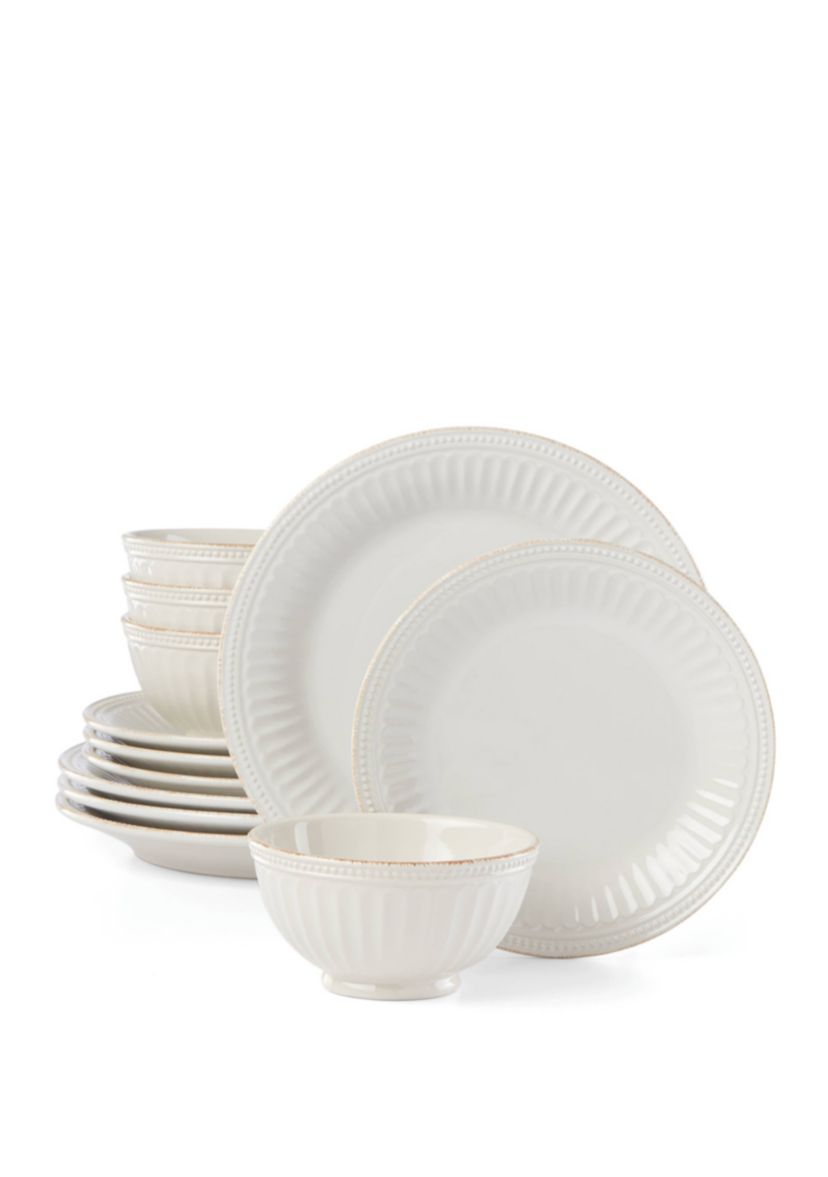 French Perle Groove 12 Piece Dinnerware Set