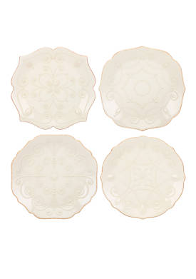 French Perle White Set of 4 Dessert Plates