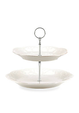 French Perle White Tiered Server