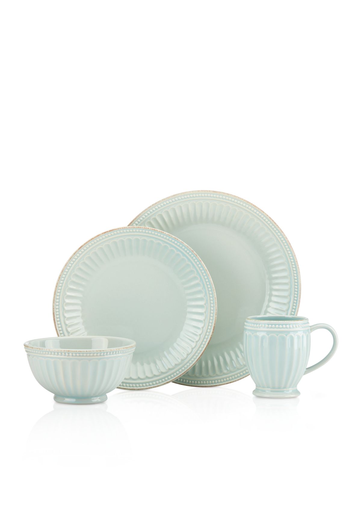 French Perle Groove Ice Blue&#8482; 4-piece Place Setting