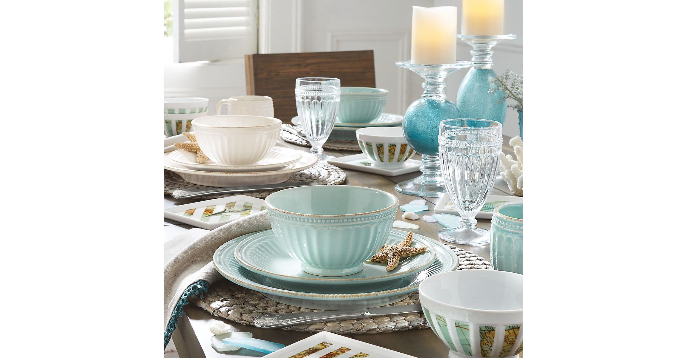 French Perle Groove Ice Blue&#8482; 4-piece Place Setting