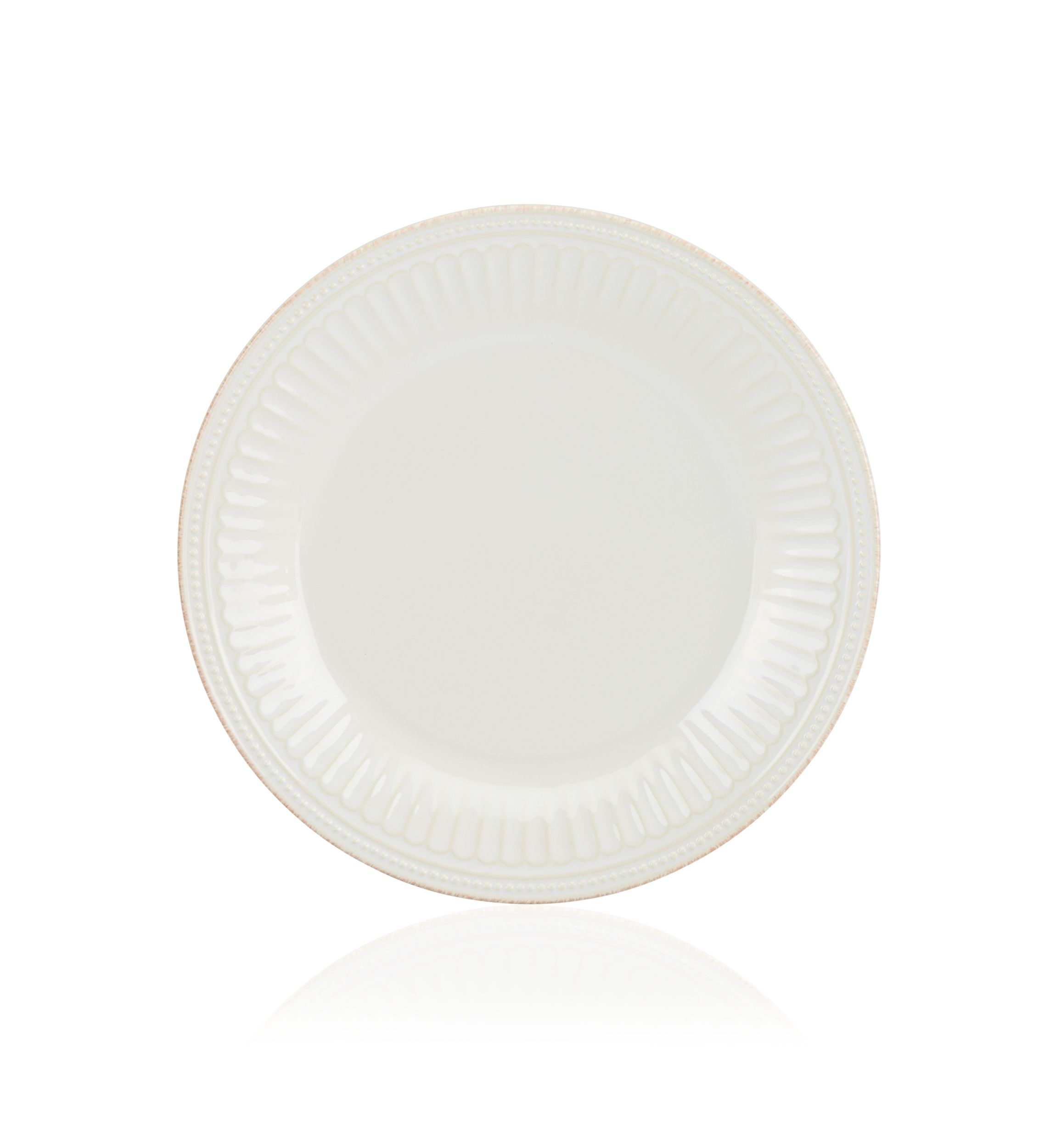 French Perle Groove White Dinner Plate