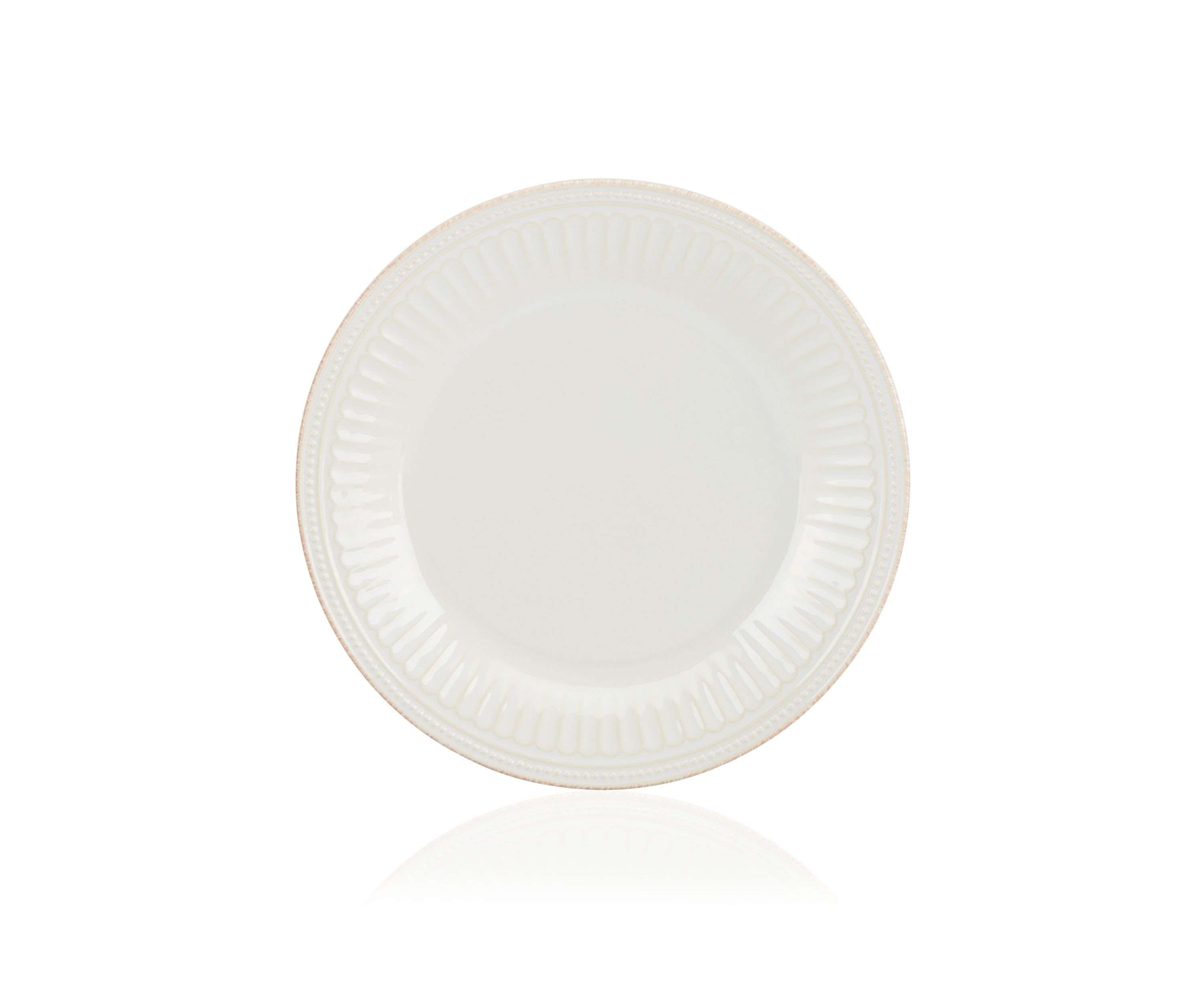 French Perle Groove White Dinner Plate