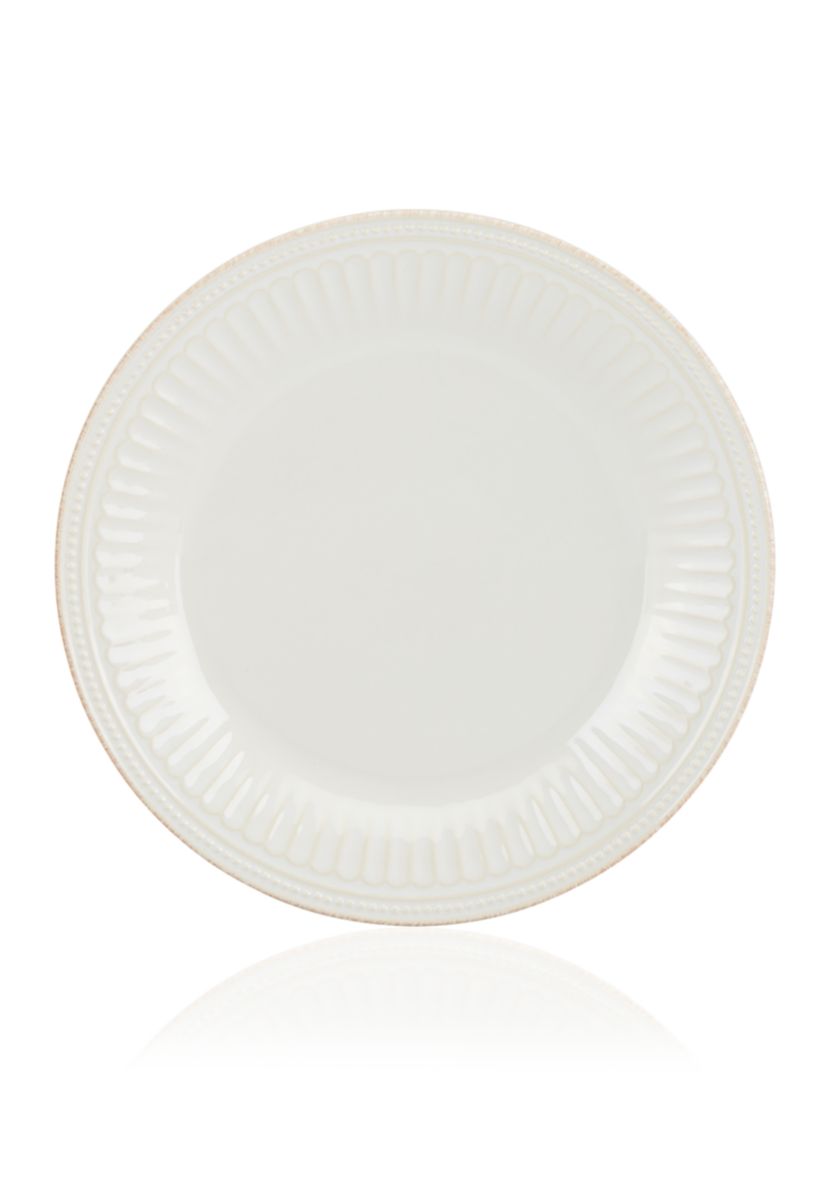 French Perle Groove White Dinner Plate