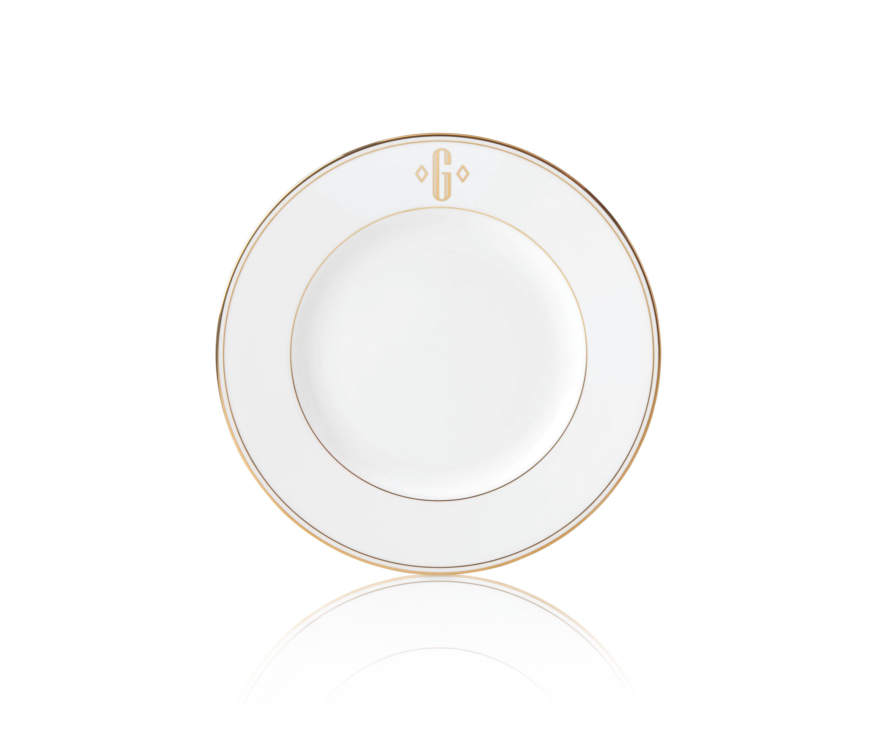 Federal Gold Block Monogram Dinner Plate