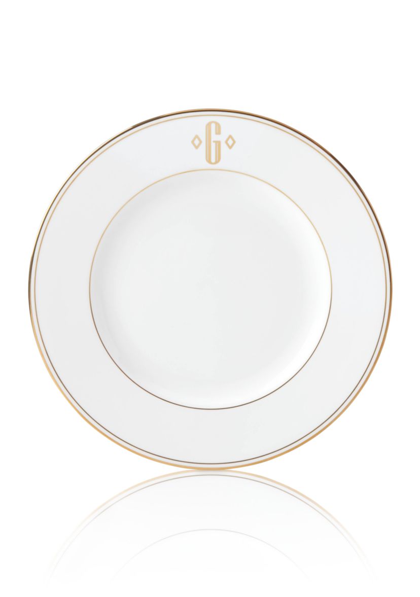 Federal Gold Block Monogram Dinner Plate
