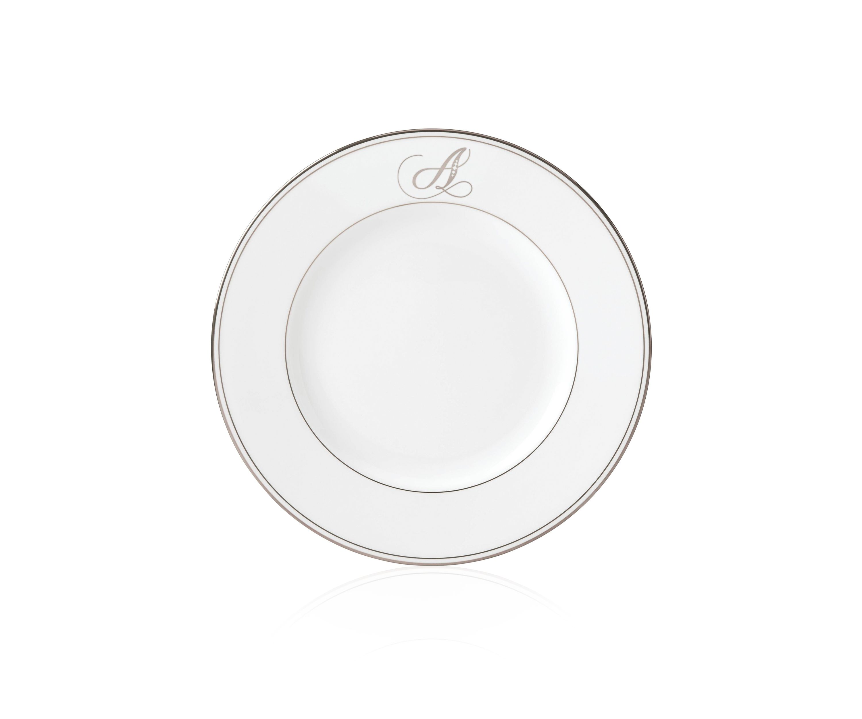 Federal Platinum Script Monogram Dinner Plate