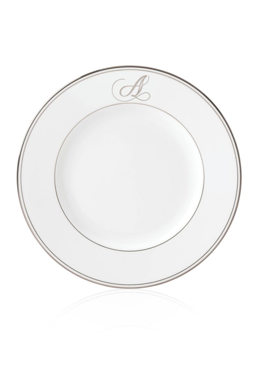 Federal Platinum Script Monogram Dinner Plate