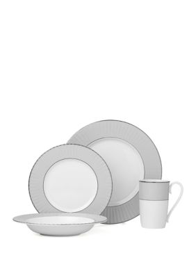 lenox 4 piece pleated colors gray dinnerware collectio