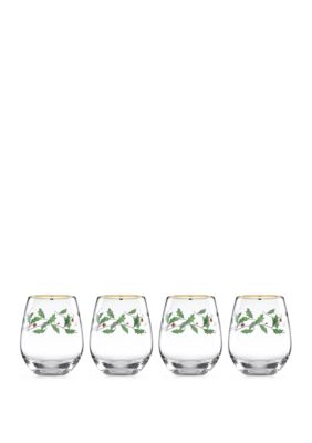 Lenox Holiday 4-Piece Stemless Wine Glasses