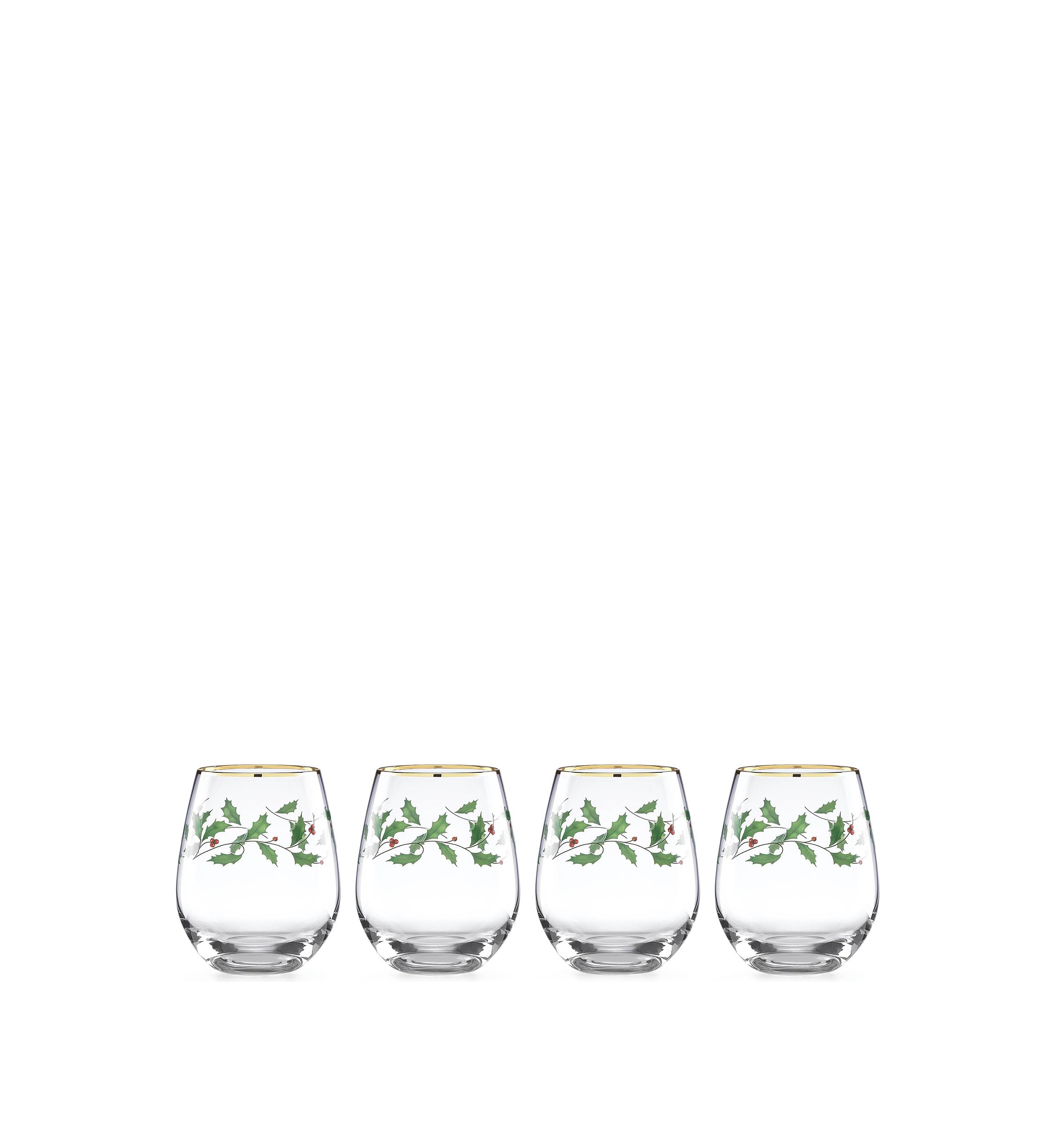 Holiday Stemless Wine Glass Set of 4