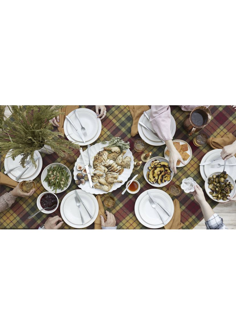 French Perle Groove White 12 Piece Pasta Bowl Dinnerware Set