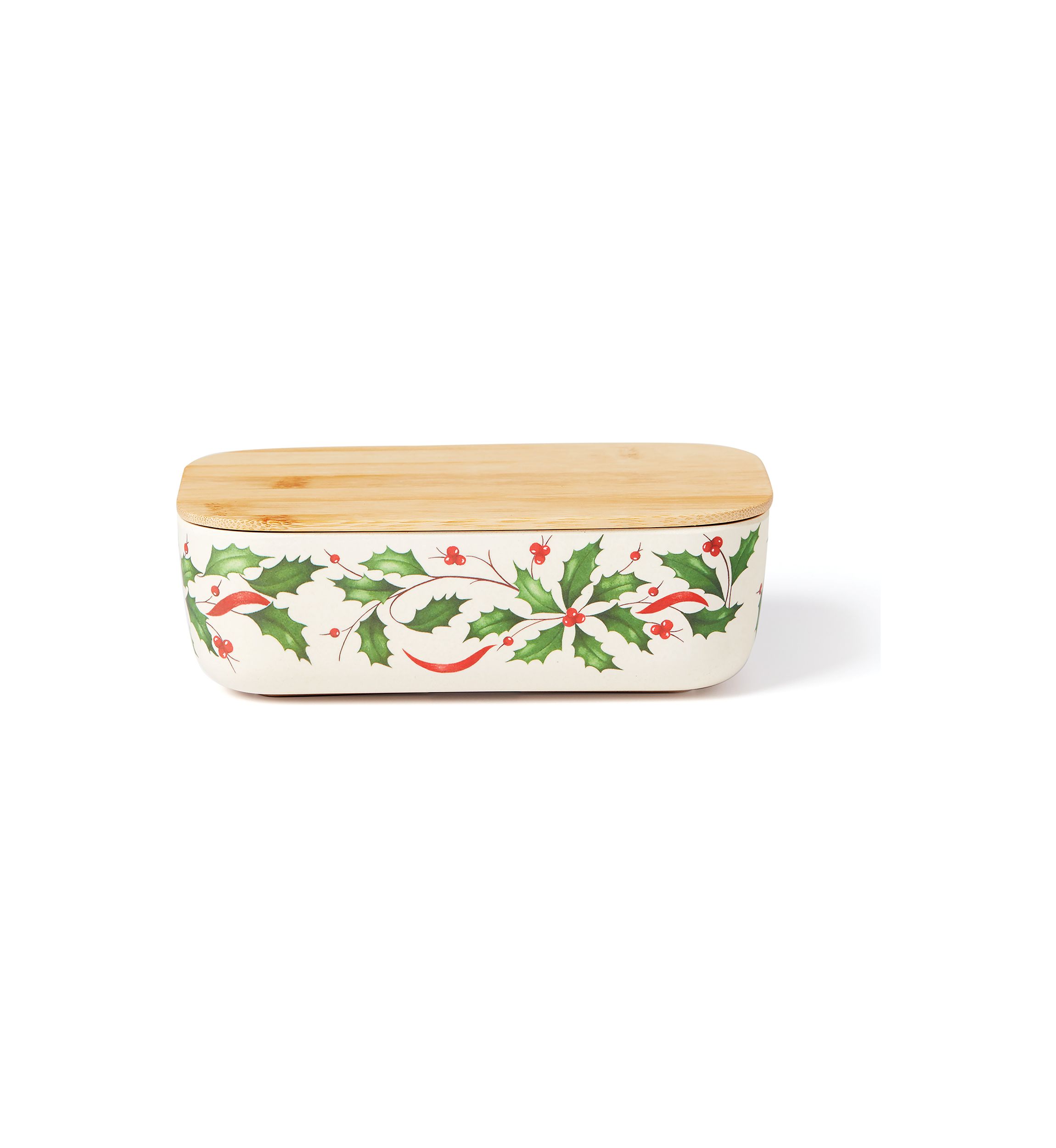 Holiday Serve Bowl With Wooden Lid