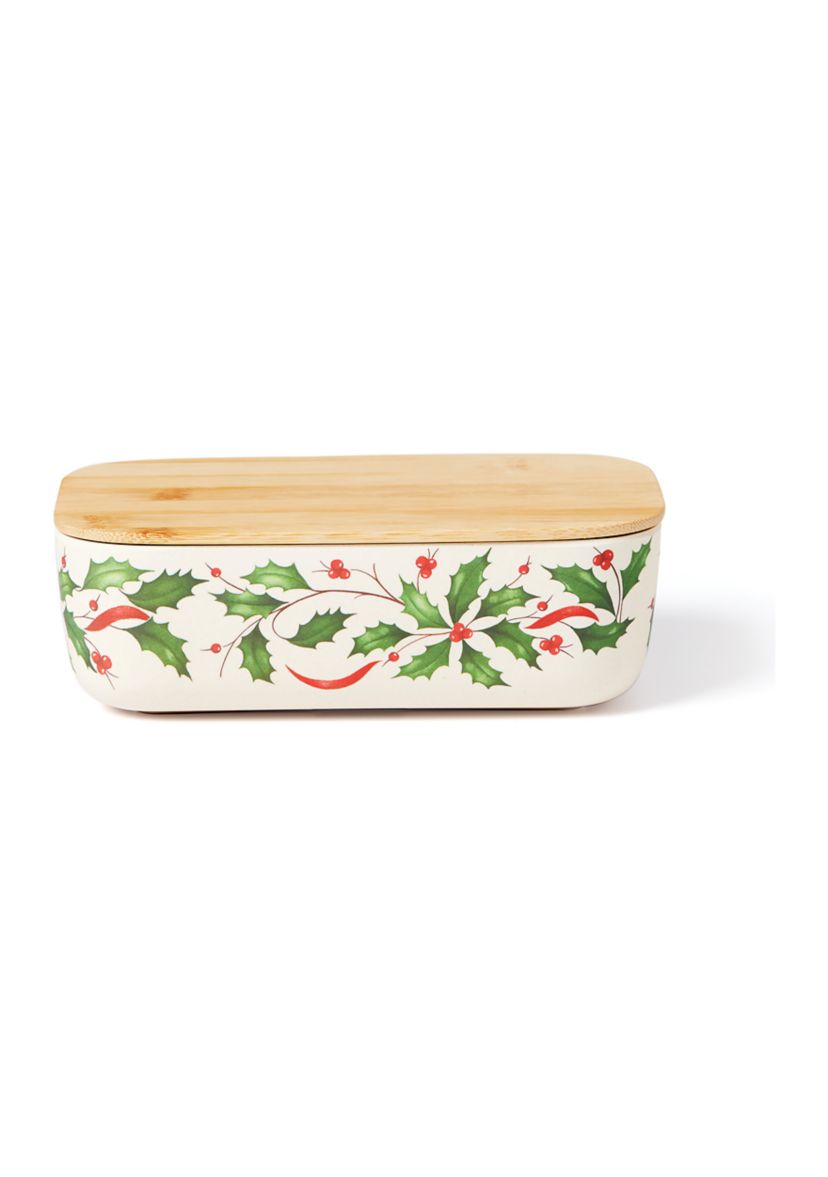 Holiday Serve Bowl With Wooden Lid